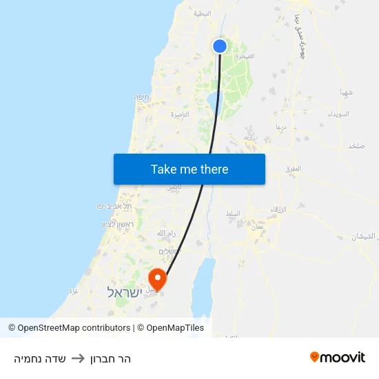 שדה נחמיה to הר חברון map