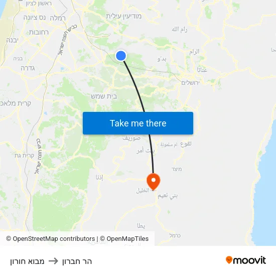 מבוא חורון to הר חברון map