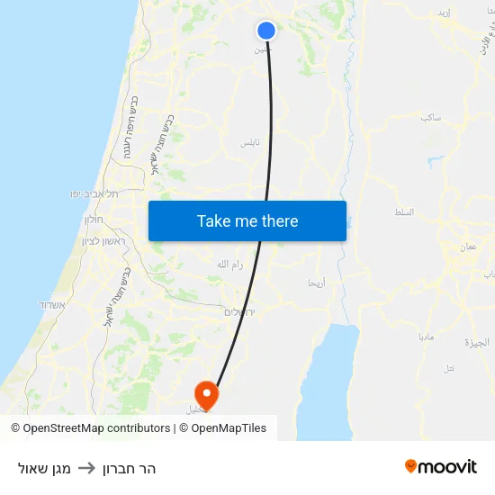 מגן שאול to הר חברון map