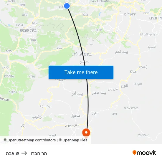 שואבה to הר חברון map