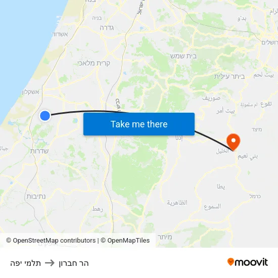 תלמי יפה to הר חברון map