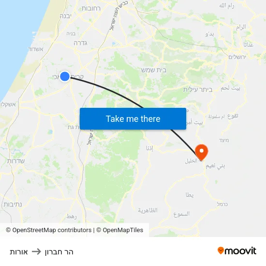אורות to הר חברון map