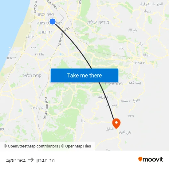 באר יעקב to הר חברון map