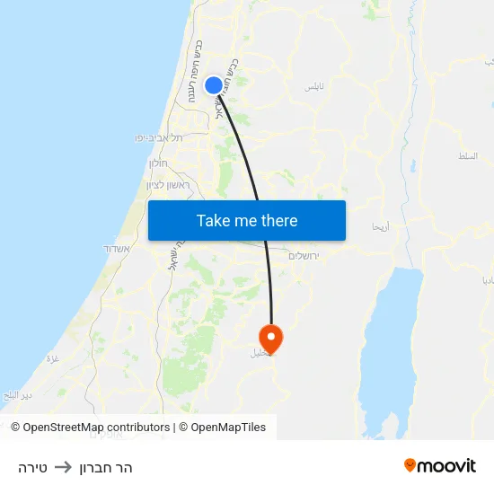 טירה to הר חברון map