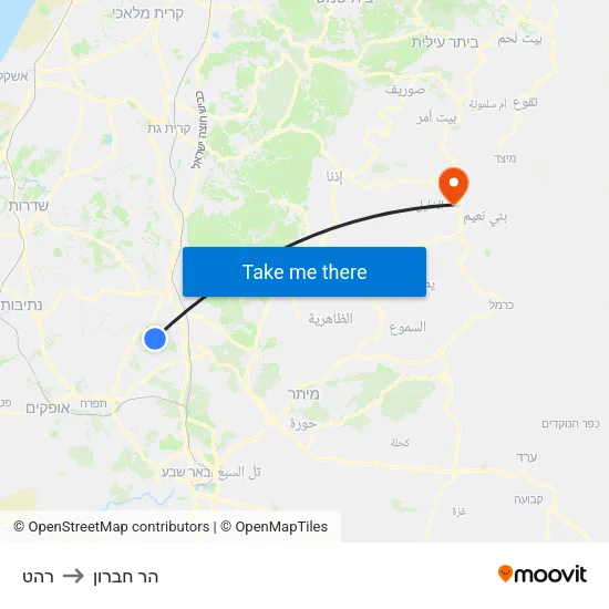 רהט to הר חברון map