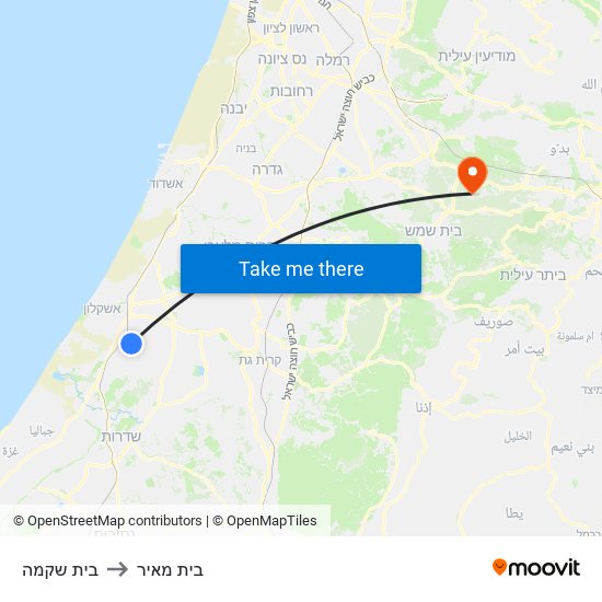 בית שקמה to בית מאיר map