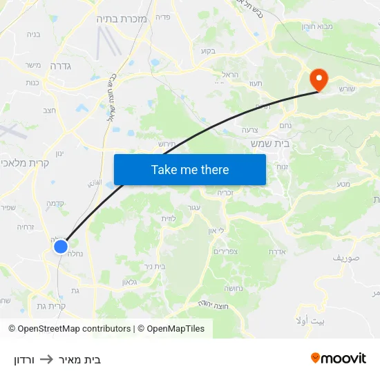 ורדון to בית מאיר map