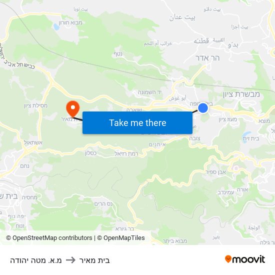 מ.א. מטה יהודה to בית מאיר map