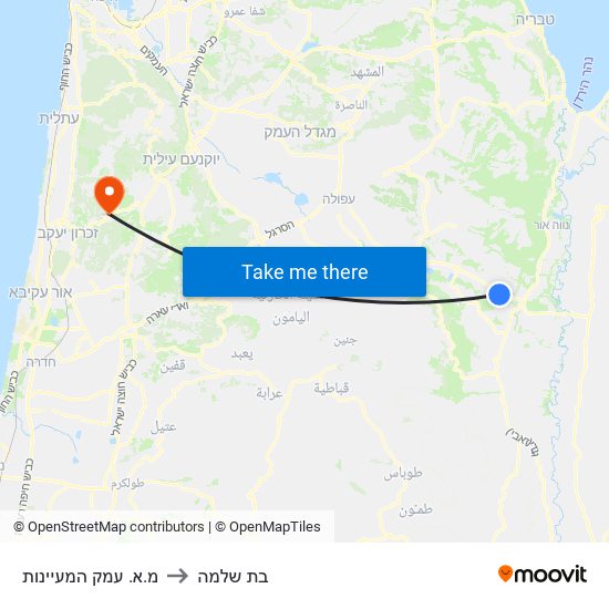 מ.א. עמק המעיינות to בת שלמה map