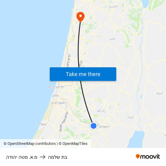 מ.א. מטה יהודה to בת שלמה map