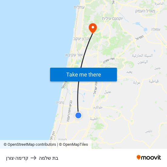 קדימה-צורן to בת שלמה map