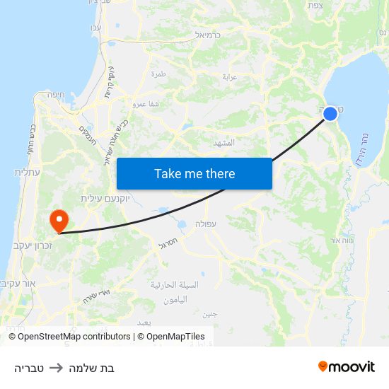 טבריה to בת שלמה map