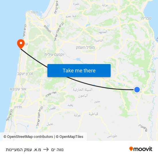 מ.א. עמק המעיינות to נווה ים map