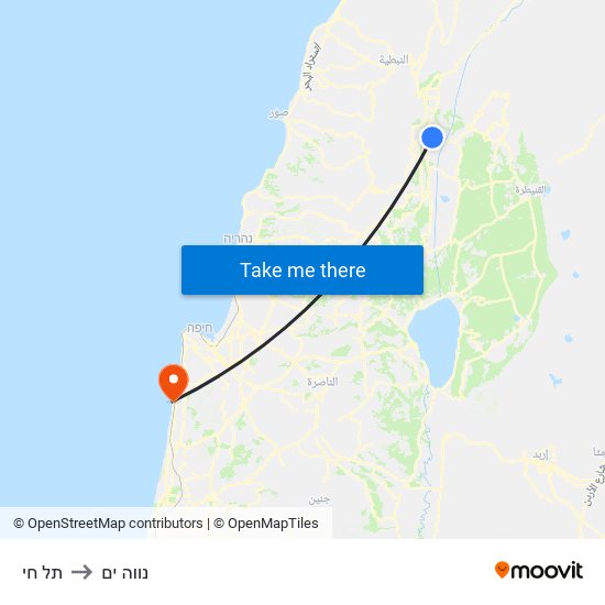 תל חי to נווה ים map