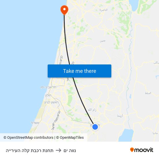 תחנת רכבת קלה העירייה to נווה ים map