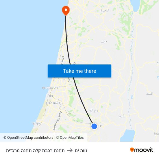 תחנת רכבת קלה תחנה מרכזית to נווה ים map