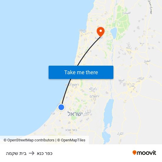 בית שקמה to כפר כנא map