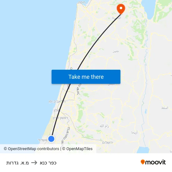 מ.א. גדרות to כפר כנא map