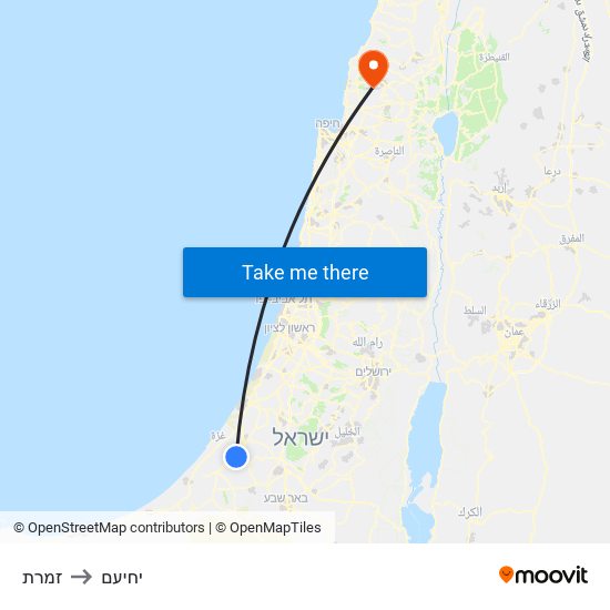 זמרת to יחיעם map