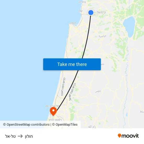טל-אל to חולון map