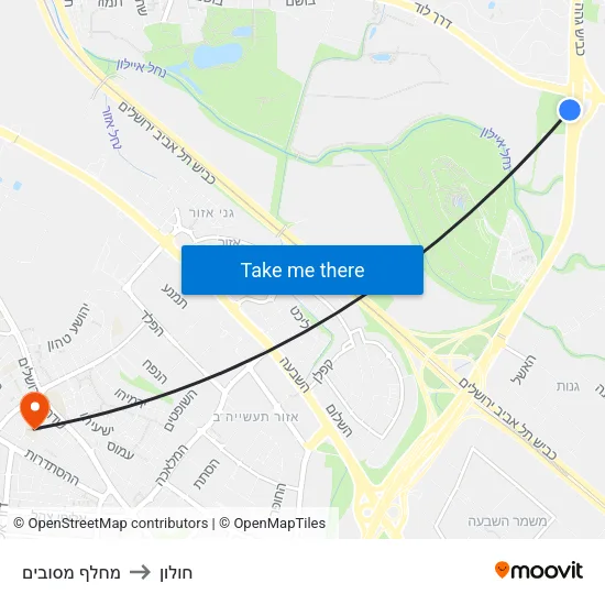 מחלף מסובים to חולון map