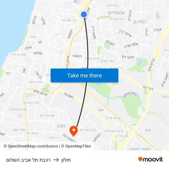 רכבת תל אביב השלום to חולון map