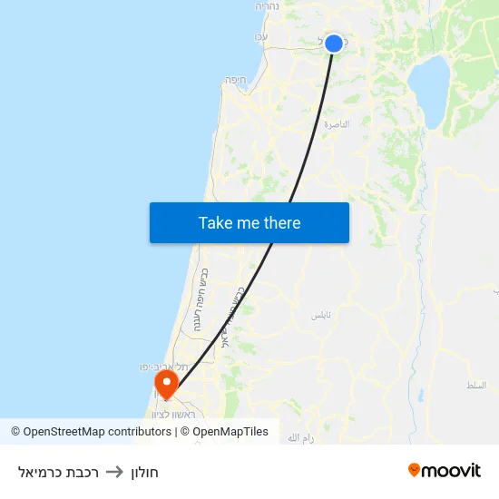 רכבת כרמיאל to חולון map