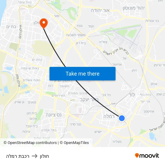 רכבת רמלה to חולון map