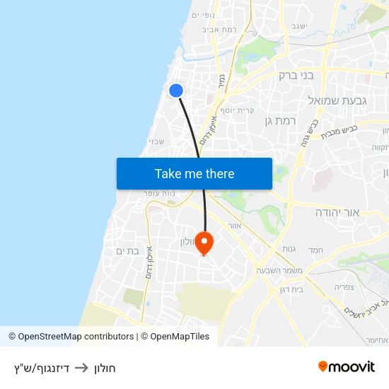 דיזנגוף/ש"ץ to חולון map
