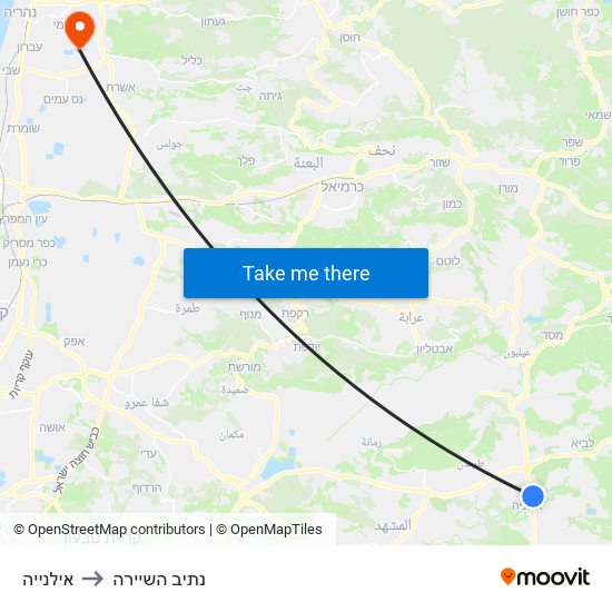 אילנייה to נתיב השיירה map