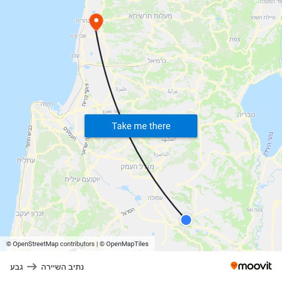 גבע to נתיב השיירה map