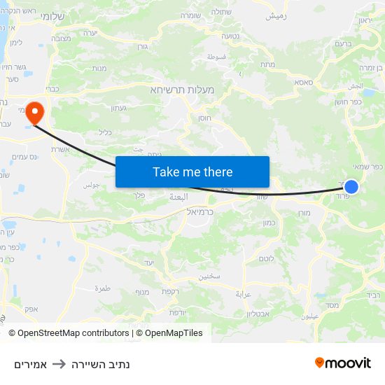 אמירים to נתיב השיירה map