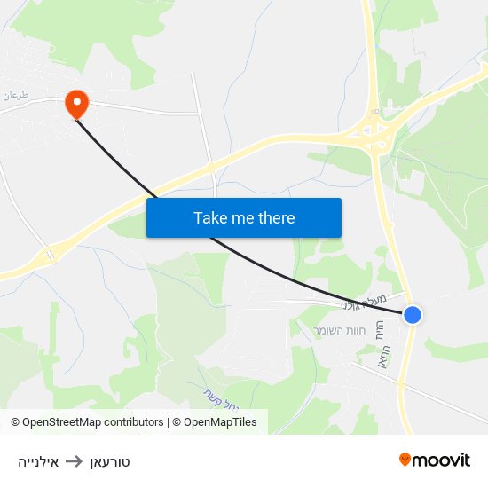 אילנייה to טורעאן map
