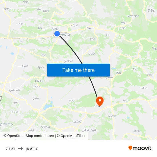 בענה to טורעאן map