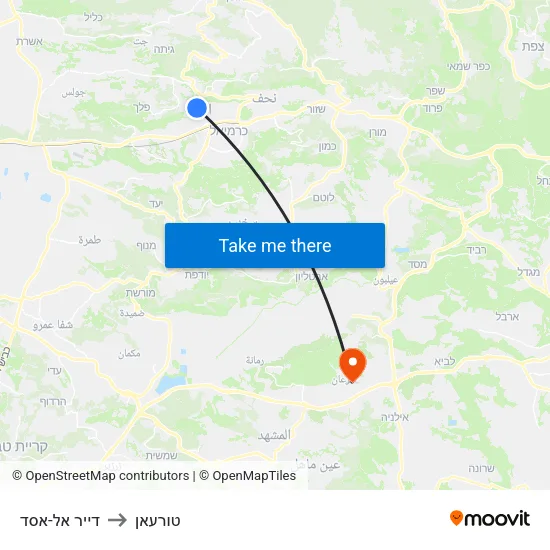 דייר אל-אסד to טורעאן map