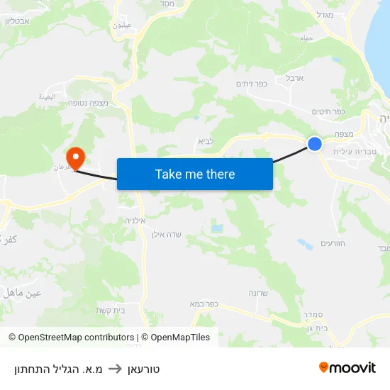 מ.א. הגליל התחתון to טורעאן map
