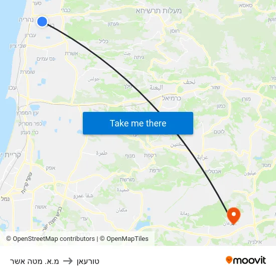 מ.א. מטה אשר to טורעאן map