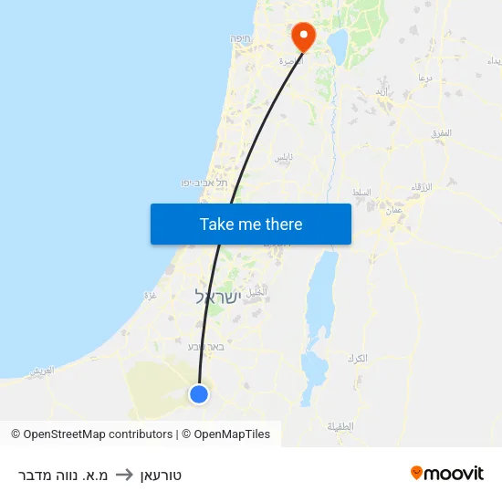 מ.א. נווה מדבר to טורעאן map