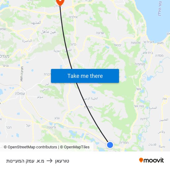 מ.א. עמק המעיינות to טורעאן map