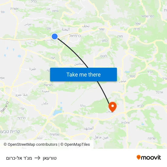 מג'ד אל-כרום to טורעאן map