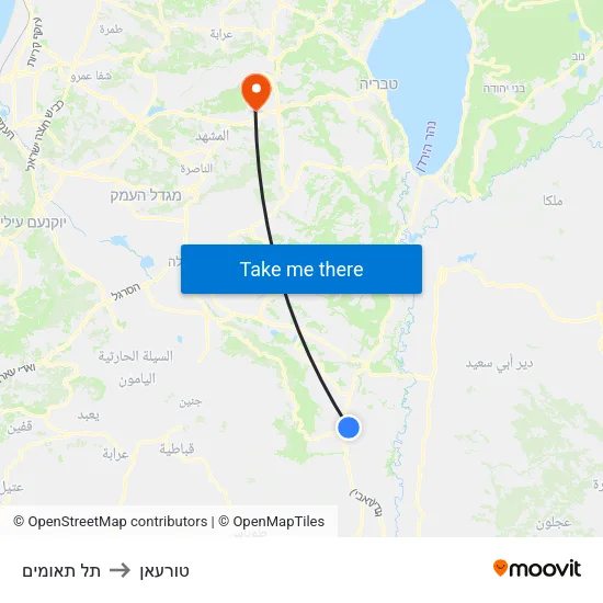 תל תאומים to טורעאן map