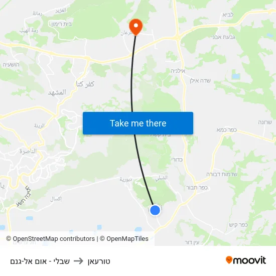 שבלי - אום אל-גנם to טורעאן map