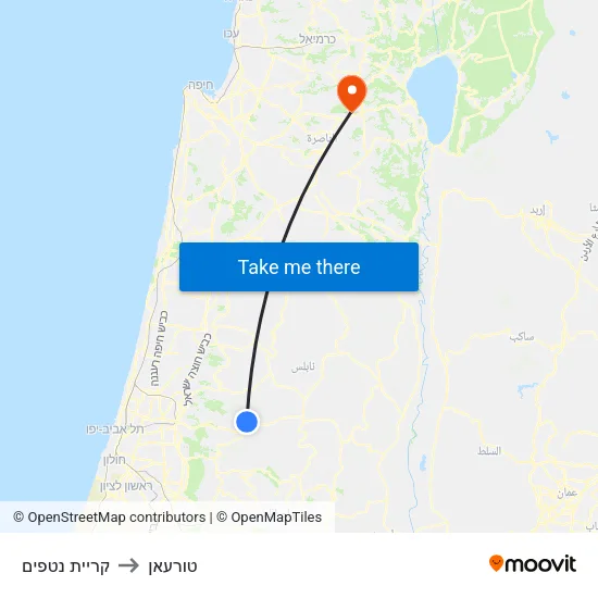 קריית נטפים to טורעאן map