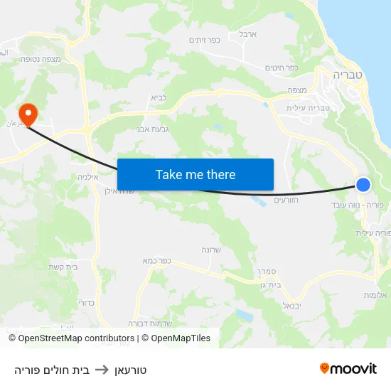 בית חולים פוריה to טורעאן map
