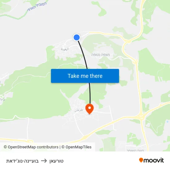 בועיינה-נוג'ידאת to טורעאן map