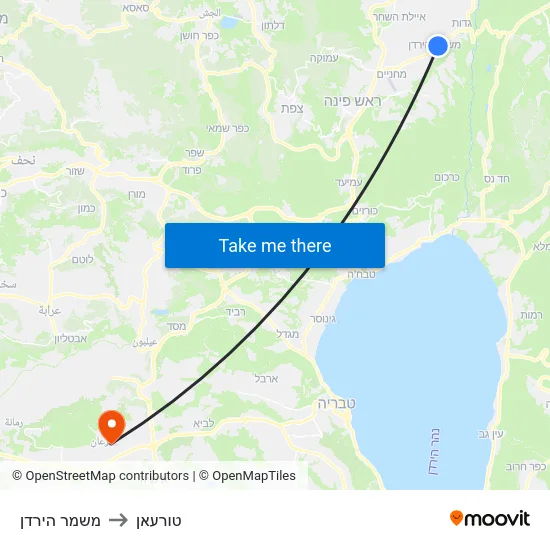 משמר הירדן to טורעאן map