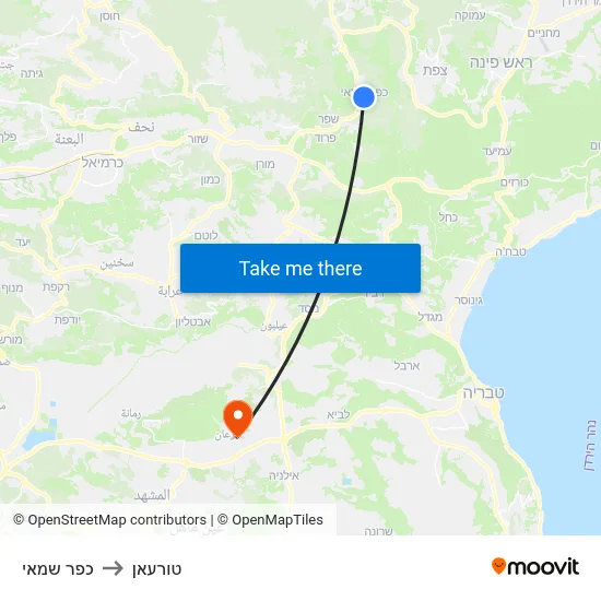 כפר שמאי to טורעאן map