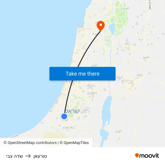 שדה צבי to טורעאן map