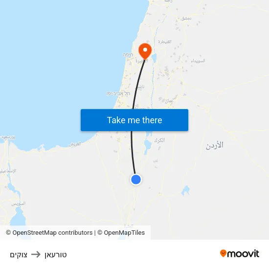 צוקים to טורעאן map