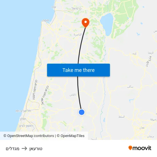 מגדלים to טורעאן map